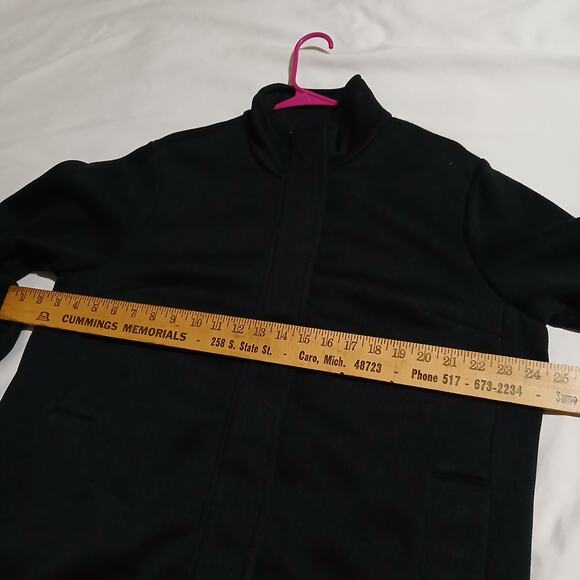 Lands' End XL/P Black Sweatshirt Style Full-Zip Long-Sleeved Micro-Waffle Jacket - Picture 11 of 14